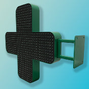 Croix de pharmacie CURV, monochrome, simple face Format 700 x 700 mm