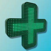 Croix pharmacie LED CURV 700x700 mm Double face